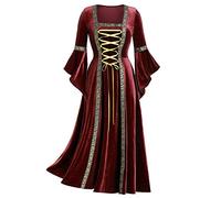 Costume medievale da donna, stile rinascimentale, vintage, a tunica, gotico, in velluto, stile irlandese, taglie forti, a vita alta, maxi abito da principessa, abito da principessa, costume