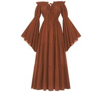 Costume medievale da donna, vintage, tinta unita, abito da ballo, senza spalline, scollo slash, abito da sera lungo, maniche svasate, abito da principessa vittoriano, costume tradizionale per feste
