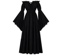 Costume medievale da donna, vintage, tinta unita, abito da ballo, senza spalline, scollo slash, abito da sera lungo, maniche svasate, abito da principessa vittoriano, costume tradizionale per feste