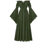 Costume medievale da donna, vintage, tinta unita, abito da ballo, senza spalline, scollo slash, abito da sera lungo, maniche svasate, abito da principessa vittoriano, costume tradizionale per feste