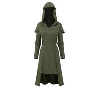 Costume medievale da strega rinascimentale, costume da vichinga, da donna, in stile gotico, per cosplay, Halloween e Carnevale (verde, XXL)