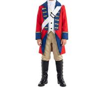Costume medievale da uomo con giubbotto rosso britannico | Costume di rammatica per Halloween, carnevale, sfilata, spettacoli teatrali, lezioni, compleanno, teatro