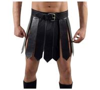 Costume medievale da uomo gladiatore, gonna in pelle PU, costume da gladiatore, costume da uomo, gonna in pelle, guerriero romano, stile steampunk, rock, Halloween, cosplay, feste, A nero, L