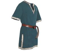 Costume medievale per bambini, tinta unita, con scollo a V, maniche corte, per Halloween, cosplay, vichinghi, guerrieri, cavalieri, carnevale