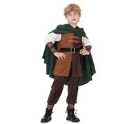 Costume medievale rinascimentale per bambini da pirata vichingo per | Mantello con cappuccio, tunica, pantaloni, cintura, cavaliere, pirata, principe, Hobbit, Robin Hood Cosplay per Ren Fair