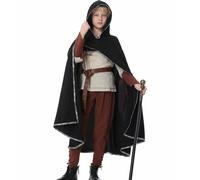 Costume medievale rinascimentale per bambini da pirata vichingo per | Mantello con cappuccio, tunica, pantaloni, cintura, cavaliere, pirata, principe, Hobbit, Robin Hood Cosplay per Ren Fair