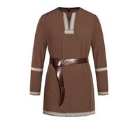 Costume Medievale Uomo, Vintage Vichinghi Pirati Gotici Rinascimentali Templare Tunica Vichinga Cavaliere Pirata Guerriero Halloween Top Tunica Vestito Medievale Uomo Halloween Cosplay