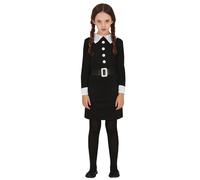Costume Mercoledì Addams Bambina Horror Vestito Carnevale Halloween 3/16 Anni