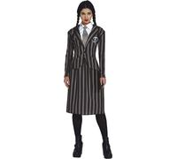 COSTUME MERCOLEDì FAMIGLIA ADDAMS CARNEVALE ADULTA VESTITO GUIRCA MERCOLEDI