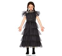 COSTUME MERCOLEDì FAMIGLIA ADDAMS CARNEVALE BAMBINA VESTITO BALLO MERCOLEDI