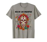 Costume messicano Dia De Los Muertos Day Sugar Skull Flowers Maglietta