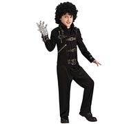 Costume Michael Jackson Bad Bambino - Large 8 -10 Anni 148 cm, Nero