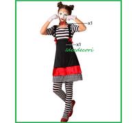 Costume mimo bambina vestito a righe atrice imitatore travestimento carnevale