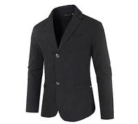Costume Natale Uomo Giacca Business Formale Banchetto Matrimonio Casual Stretch Slim Pulsante Pochette Solid Color Giacca Esterna Stile Casual per Città Tempo Libero, Le Noir, L