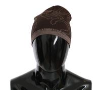 Costume National Beanie Brown Wool Blend Branded Hat