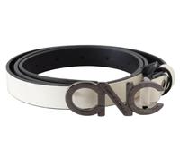 Costume National Belt Mettalic Gray Leather Logo Belt - 85 cm / 34 Inches