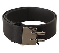 Costume National Black Leather Silver Buckle Waist Belt - 85 cm / 34 Inches