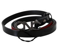 Costume National Black Skinny Leather Logo Buckle Belt - 85 cm / 34 Inches