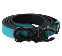 Costume National Blue Green Leather Logo Silver Buckle Belt - 85 cm / 34 Inches