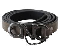 Costume National Dark Brown Leather Letter Logo Buckle Belt - 100 cm / 40 Inches
