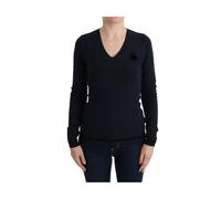 Costume National - Elegante maglione blu con scollo a V - - Knitwear - Donna - Blu - S