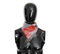 Costume National Red 100% Silk Branded Gray Scarf
