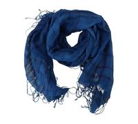 Costume National - Sciarpa a quadri in lino con frange - - Accessories - Donna - Blu - ONE SIZE
