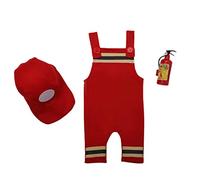 Costume neonato per fotografia bambino pompiere uniforme cappello pantaloni foto posa puntelli genere neutro vestito neonato doccia