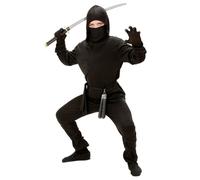 Costume Ninja Nero Bambino per Feste a Tema, Taglia 5-7 anni, 128 cm