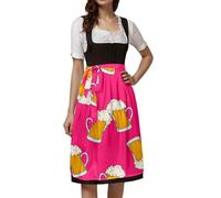 Costume Oktoberfest Donna Dirndl Bavarese, Abito Festa della Birra Tedesca con Grembiule Tradizionale e Dettagli Vintage, Vestito Monaco per Halloween, Teatro, Party e Celebrazioni