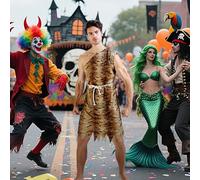 Costume - Outfit Di Caverne Preistorico In Poliestere | Età Della Pietra, Stampa Leopardata, Costume Da Abito Elegante Per Halloween, Feste E Cosplay, Feste Di Compleanno Carnivals