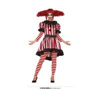 Costume pagliaccia horror clown vintage a righe strette donna