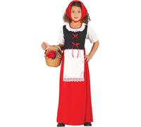 COSTUME PASTORELLA CARNEVALE VESTITO GUIRMA BAMBINA NATALE PRESEPE PASTORE ROSSO