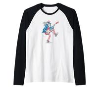 Costume Patriottico Rock'N Roll nei Colori degli Stati Uniti Maglia con Maniche Raglan