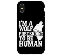 Costume peloso con scritta "I'm A Wolf Pretending To Be Human Low Budget Custodia per iPhone X/XS