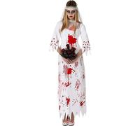 Sposa fantasma Halloween costume da donna zombie bianco-rosso