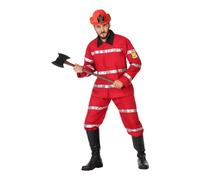 ATOSA | Costume da pompiere rosso per uomini adulti | Include giacca e pantaloni | Materiale resistente e confortevole | Ideale per Carnevale, Halloween e feste a tema | Costumi per Adulti | XS-S