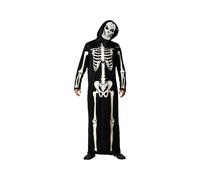 Atosa | Costume da scheletro nero Uomo adulto | Cranio, Terrore, Morte | Costumi per Halloween, Carnevale, Feste a Tema | Include una tuta lunga con cappuccio | Confortevole e originale | M-L