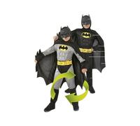 Ciao-Batman 2-in-1 (Classic/Dark Knight) costume originale DC Comics (Taglia 10-12 anni) con muscoli pettorali imbottiti bambino, Nero, Girgio, 11720.10-12