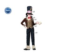 Atosa | Costume Cappellaio Matto per Ragazzi | Include cappello, giacca, gilet, papillon e pantaloni lunghi | Costumi per bambini perfetti per carnevale, halloween e feste a tema | 7-9 anni