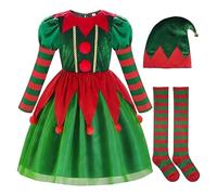 Costume per bambini Santa Little Helper Kids Christmas Dress Suit for Girls Christmas Pullover Family Set, verde, 4-5 Anni