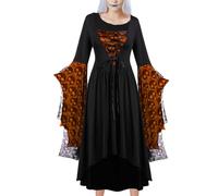 Costume per Halloween, horror per Halloween, da donna, stile rinascimentale, vintage, con , stampa di teschi, per , , madre, fidanzata