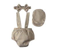 Costume per servizi fotografici per neonati, con bretelle, con cappello e papillon abbinati, da 0 a 1 mese