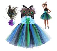 Costume per uccelli per outfit da ragazze-Halloween con gioielli per la testa di primavera art | Bellissimo design in filigrana con motivi per uccelli, gonna a tulle morbida, top comodo e elastico per