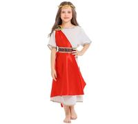 Costume Pipistrello Bambina - Costume Greco Romano con Fascia per Bambini Piccoli Vestito da Toga per Halloween Vestito da Dio Taglia 5-12 (Red 11-12 Years)