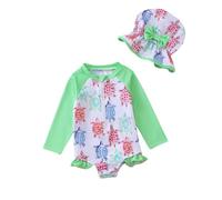 Costume Piscina Bambina, Costume da Bagno Bambine con Cappello Maniche Lunghe Moda Spiaggia Neonati