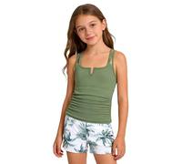 Costume Piscina Bambina, Costume da Bagno Due Pezzi per Bambine con Stampa Tropicale Bikini Estivo Coordinato per Ragazze #i511