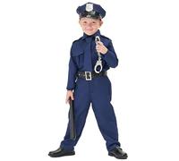 Costume Poliziotto Bambino Costume SWAT Set 8 Pezzi Camicia Pantaloni Cappello Cintura Cravatta DistintivoManette ManganelloGioco di Ruolo 2-10 Anni per CarnevaleHalloween Giochi di (Dark Blue, L)