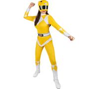 Funidelia Costume Power Ranger Giallo per donna, Licenza Ufficiale, Taglia M Film e Cinema, Supereroi - Vestito per Adulto per feste, Carnevale e Halloween