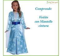 Costume principessa dei ghiacci Frozen bambina vestito lungo celeste carnevale